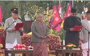 स्वस्ति बाचन र मंगल पाठपछि प्रधानमन्त्री बालेनले लिए शपथ